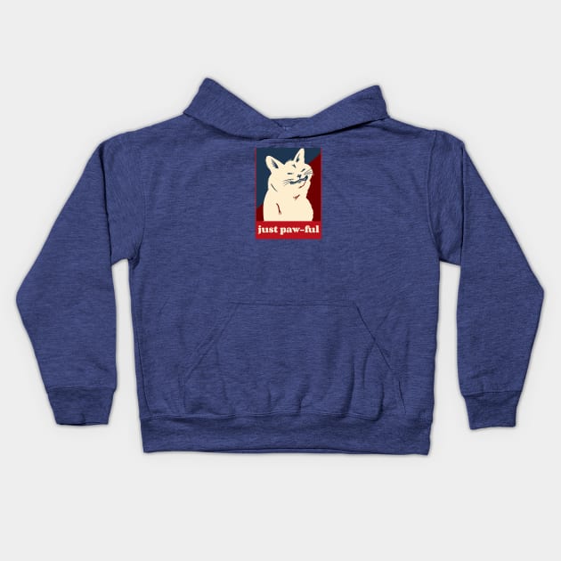 Funny Cat Pun Just Paw-ful Kids Hoodie by Carley Creative Designs